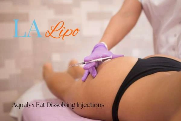 Woman having fat dissolving injections Cannock on thighs