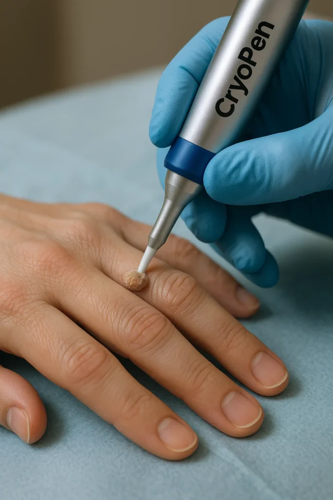 example of cryopen wart removal Cannock treatment on a persons finger