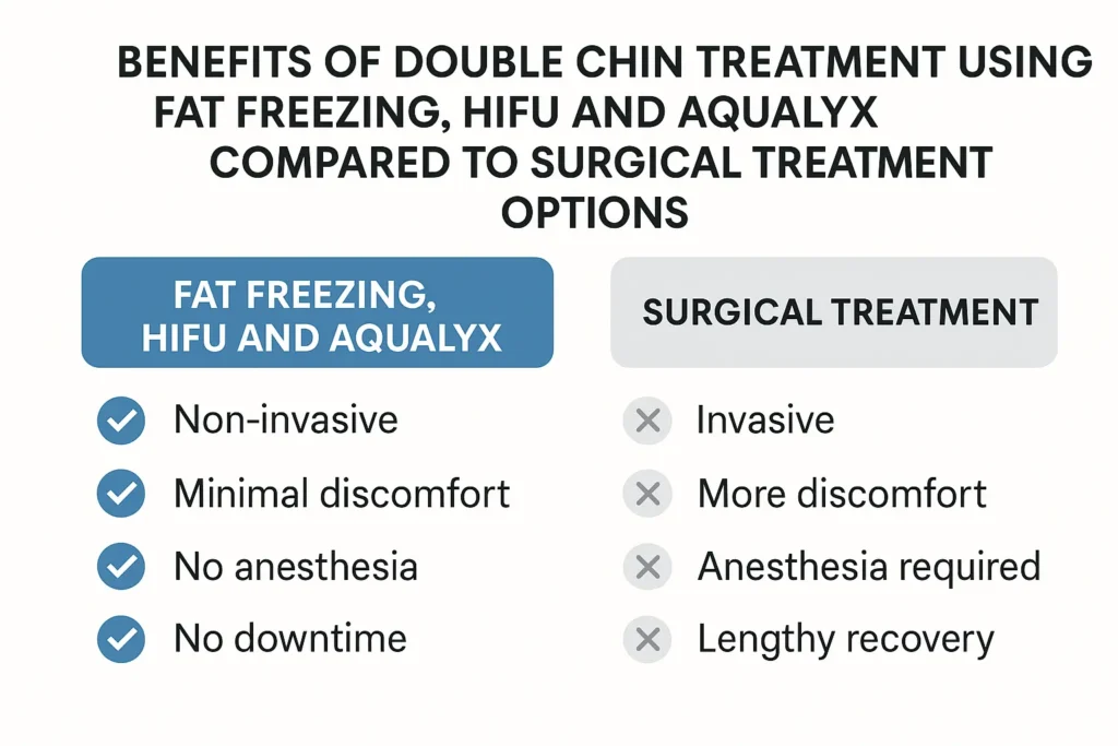 Graphic about the benefits of double chin treatment Cannock - from LA LIPO